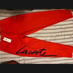 LARGE Men’s Lacoste Sweatpants 100% Authentic Red and Black